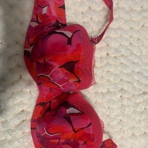 Colorful Demi bra with lace accents, used